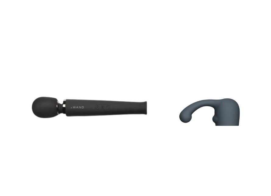 Le Wand Rechargeable Vibrating Silicone Body Massager And Curve Attachment Bundle