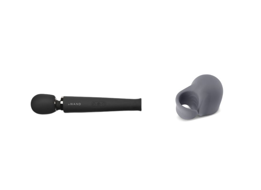 Le Wand Rechargeable Vibrating Silicone Body Massager And Loop Attachment Bundle