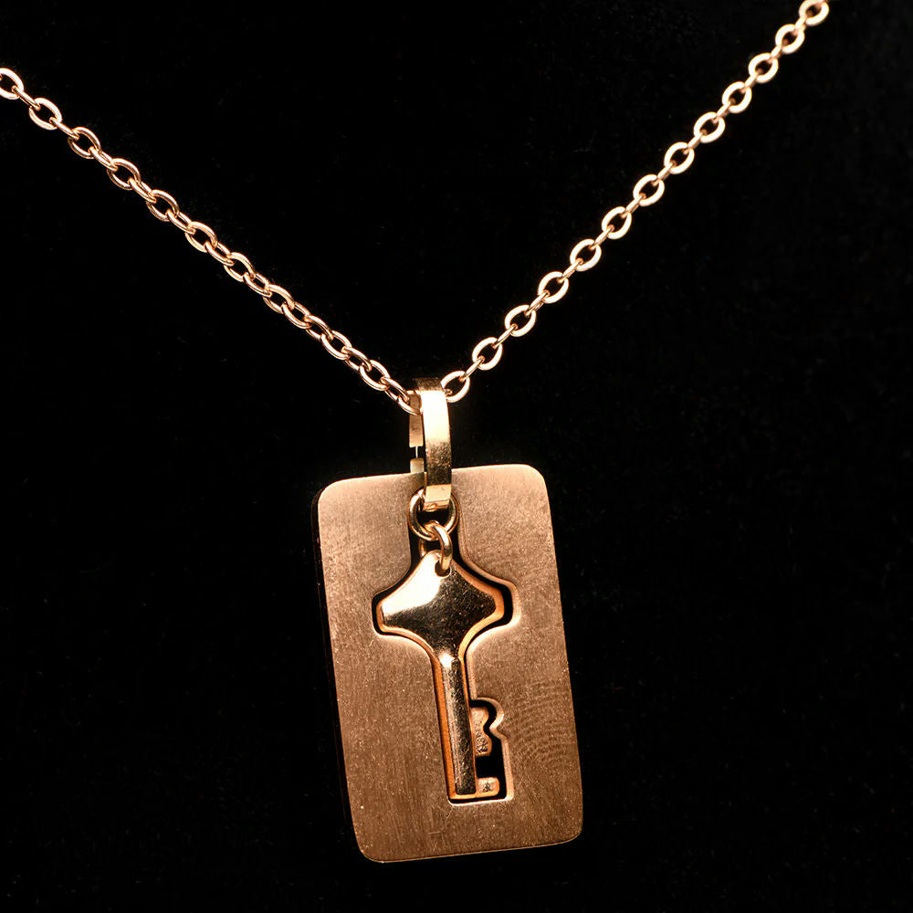 XR Brands Master Series Cuffed Rose Gold Locking Bracelet & Key Necklace