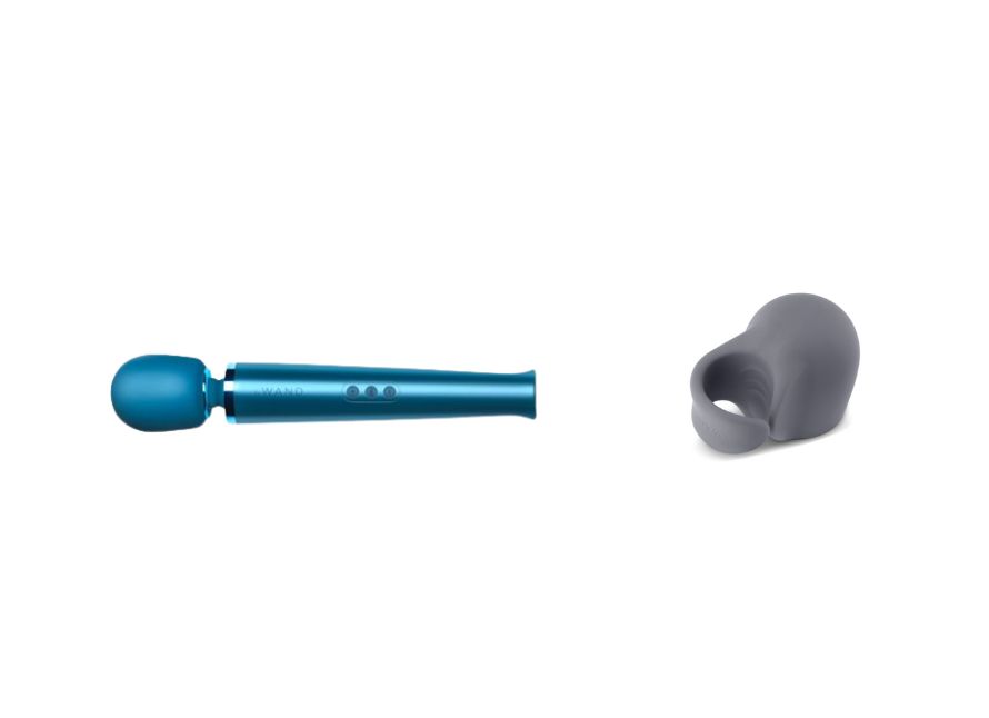 Le Wand Rechargeable Vibrating Silicone Body Massager And Loop Attachment Bundle