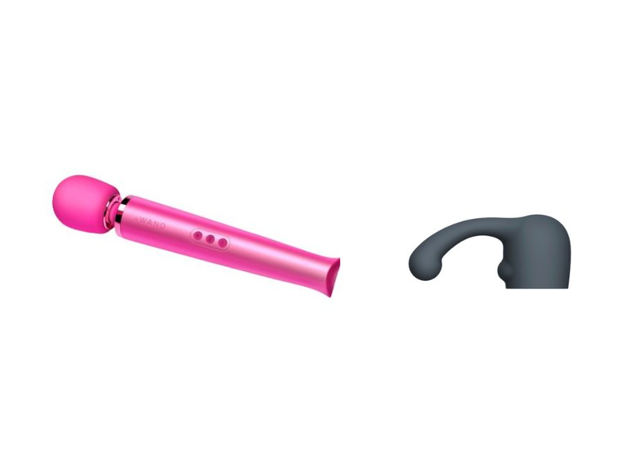 Le Wand Rechargeable Vibrating Silicone Body Massager And Curve Attachment Bundle