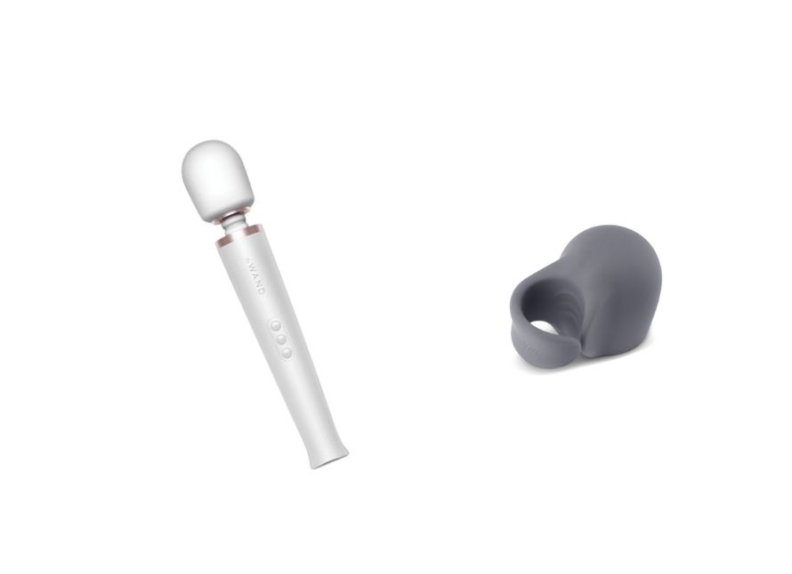 Le Wand Rechargeable Vibrating Silicone Body Massager And Loop Attachment Bundle
