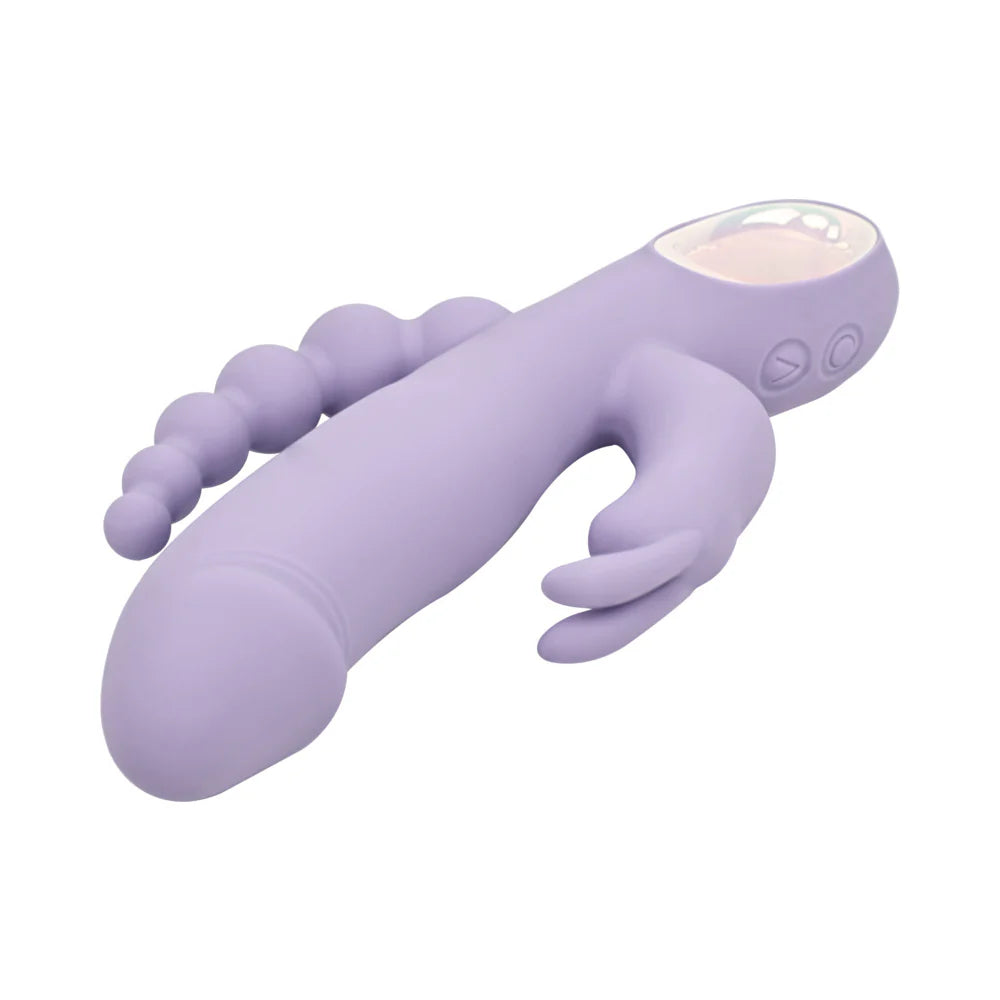 Adam & Eve Thrust Bunny Triple-Stimulating Rechargeable Silicone Thrusting Vibrating Rabbit with Anal Beads