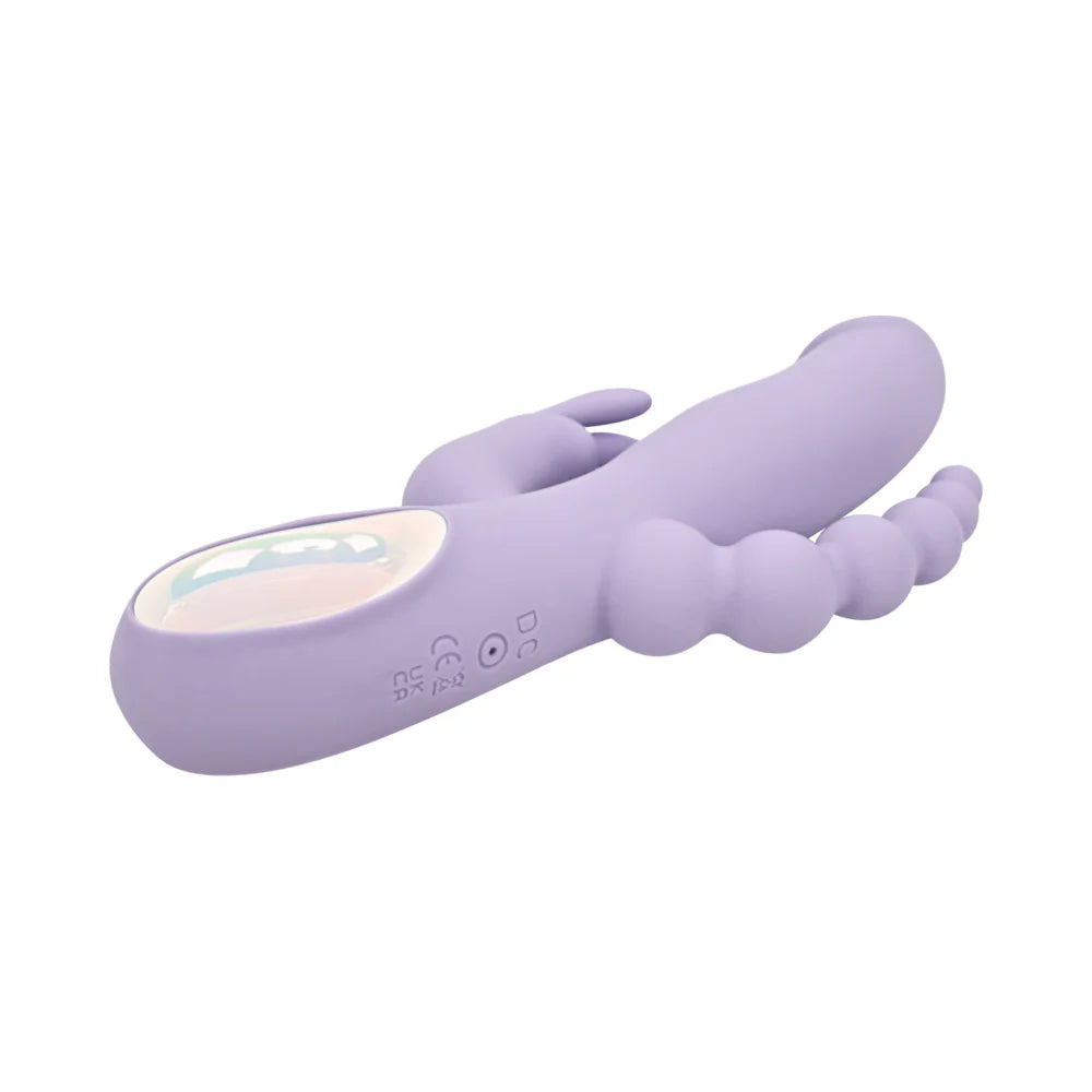 Adam & Eve Thrust Bunny Triple-Stimulating Rechargeable Silicone Thrusting Vibrating Rabbit with Anal Beads