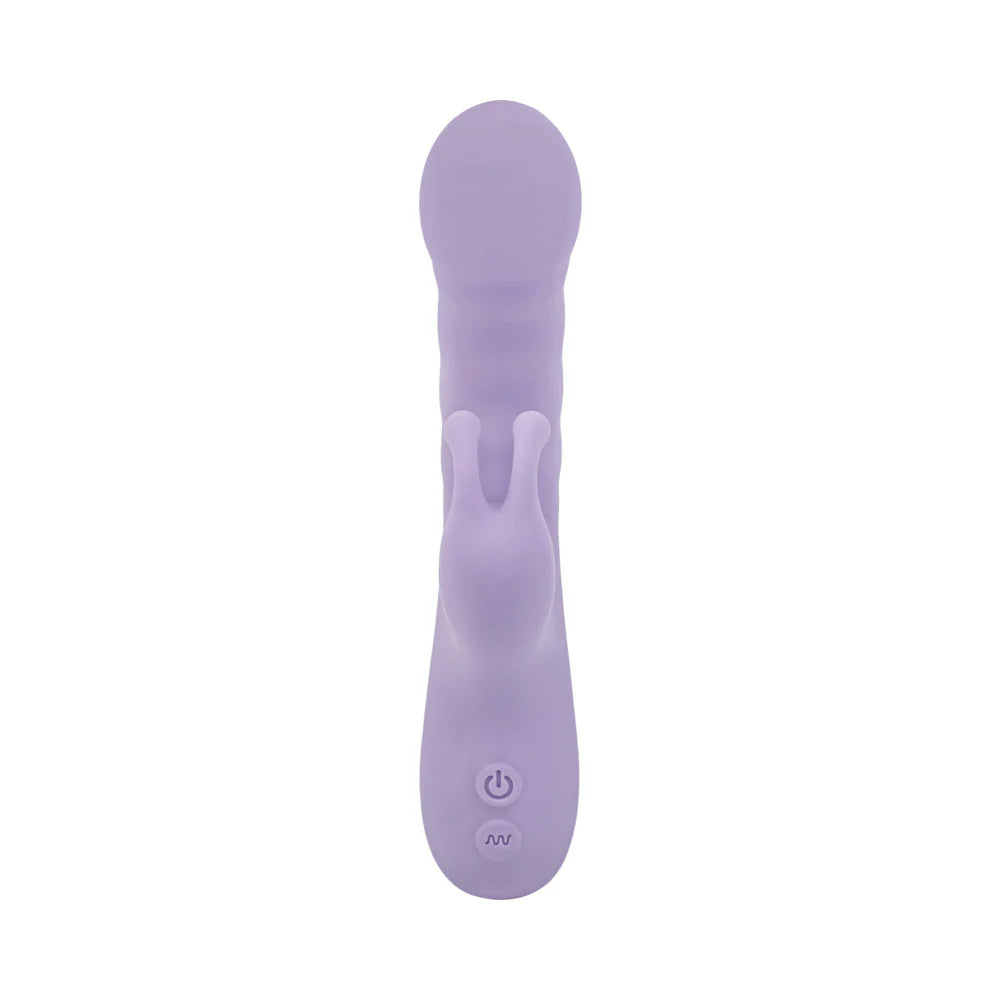 Adam & Eve Violet Vixen Rechargeable Silicone Dual Stimulator with Textured Curved Shaft