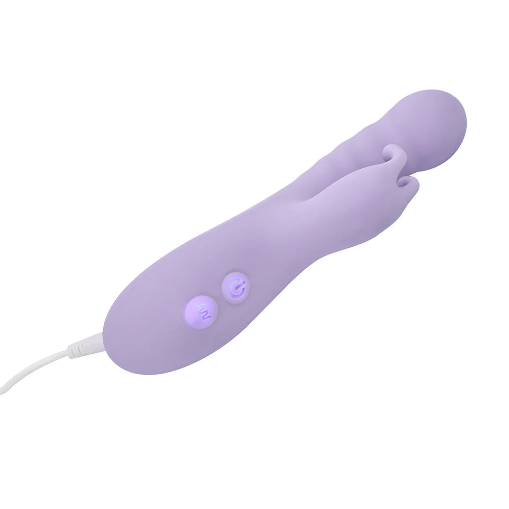 Adam & Eve Violet Vixen Rechargeable Silicone Dual Stimulator with Textured Curved Shaft