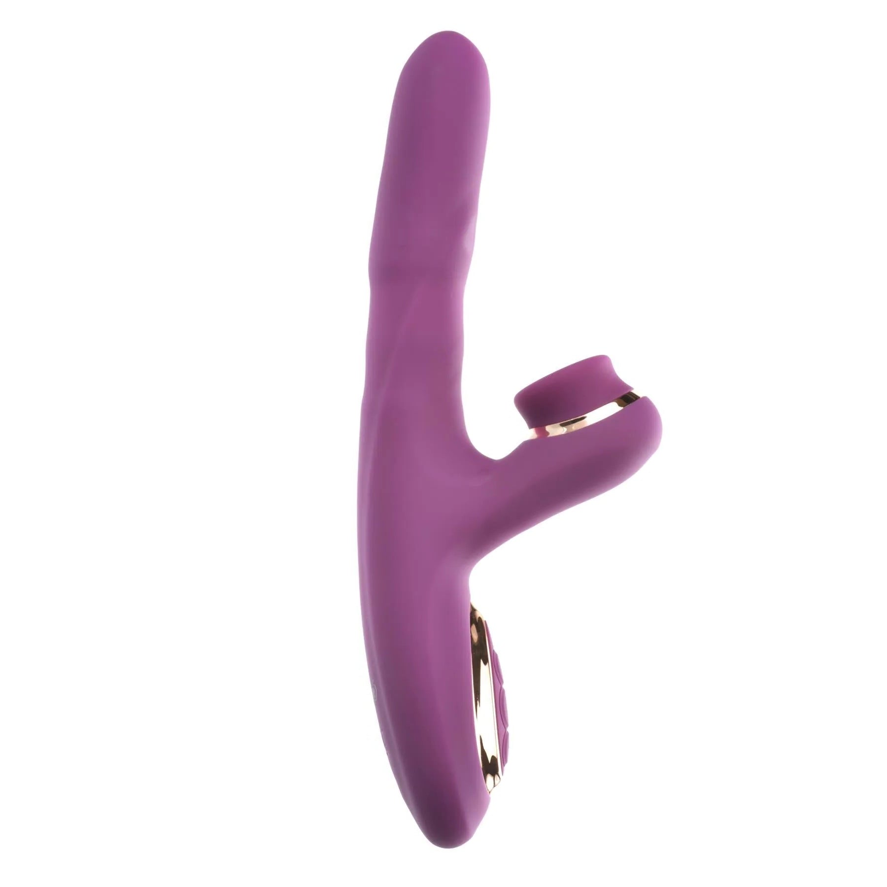 Adam & Eve Rose Gold Tappin' Rabbit Curved Thrusting Rechargeable Vibrating Rabbit Style Stimulator With Tapping External Stimulator