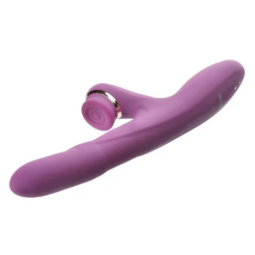 Adam & Eve Rose Gold Tappin' Rabbit Curved Thrusting Rechargeable Vibrating Rabbit Style Stimulator With Tapping External Stimulator