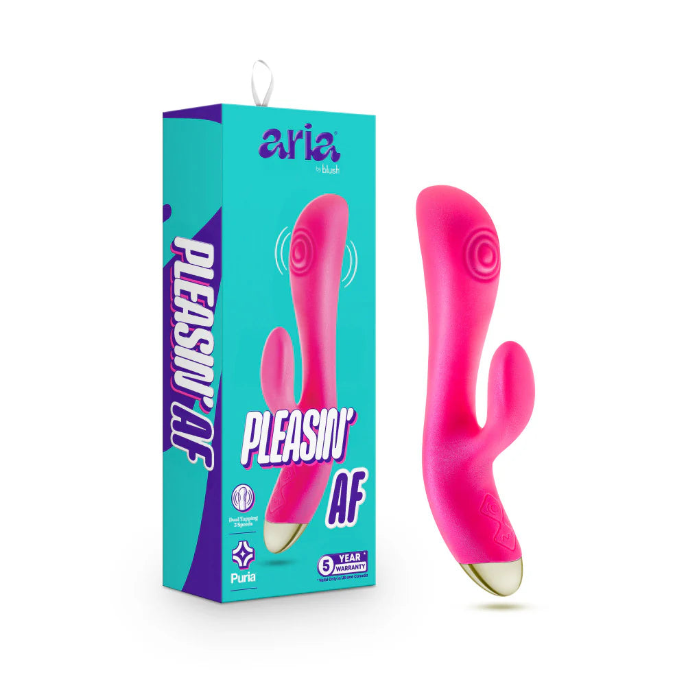 Aria Pleasin' AF Rechargeable Pulsating Shaft Dual Stimulating Rabbit Style Vibrator