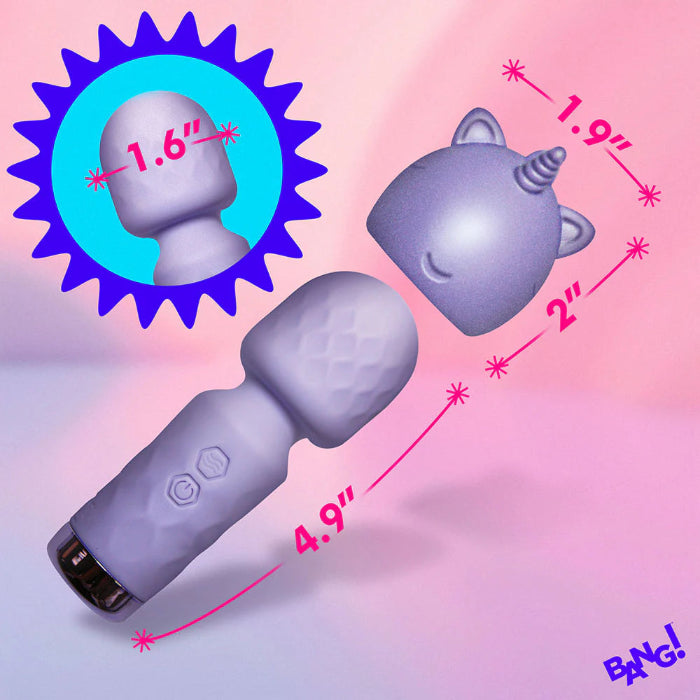 BANG! Unicorn Rechargeable Silicone Mini Wand Vibrator With Removable Unicorn Sleeve