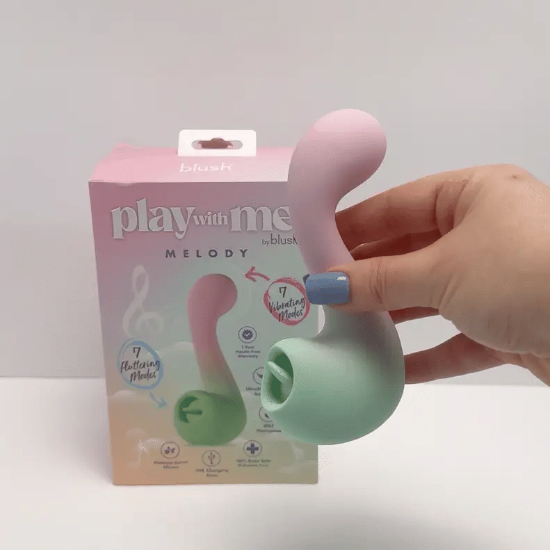 Blush Play With Me Play With Me Melody Rechargeable Dual-Ended Fluttery Stimulator and G-Spot Vibrator