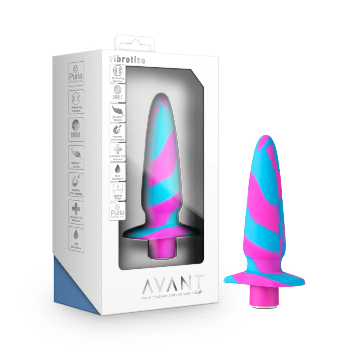 Blush Avant Vibrotize Silicone Slim Rechargeable Vibrating Butt Plug