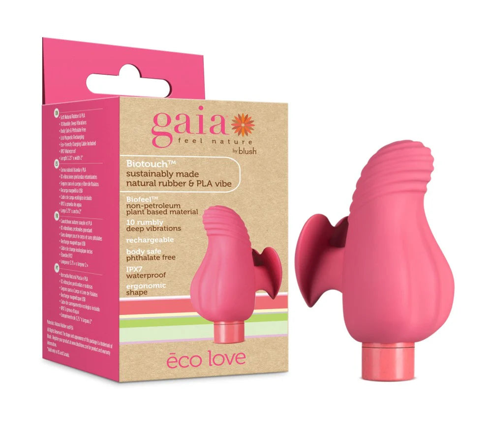 Blush Gaia Eco Love Rechargeable Bullet And Silicone Heart Finger Sleeve