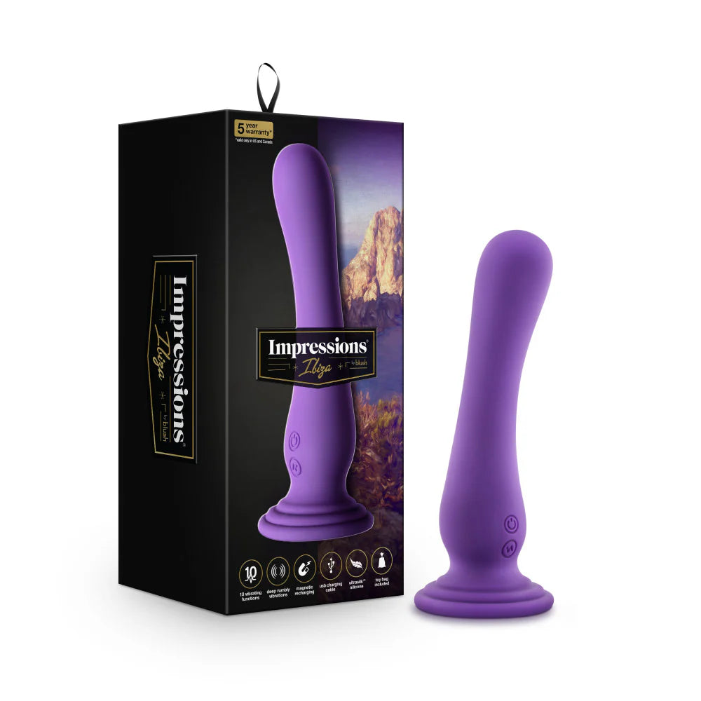Blush Impressions Ibiza Rechargeable Silicone Smooth Curved Suction Cup Vibrator