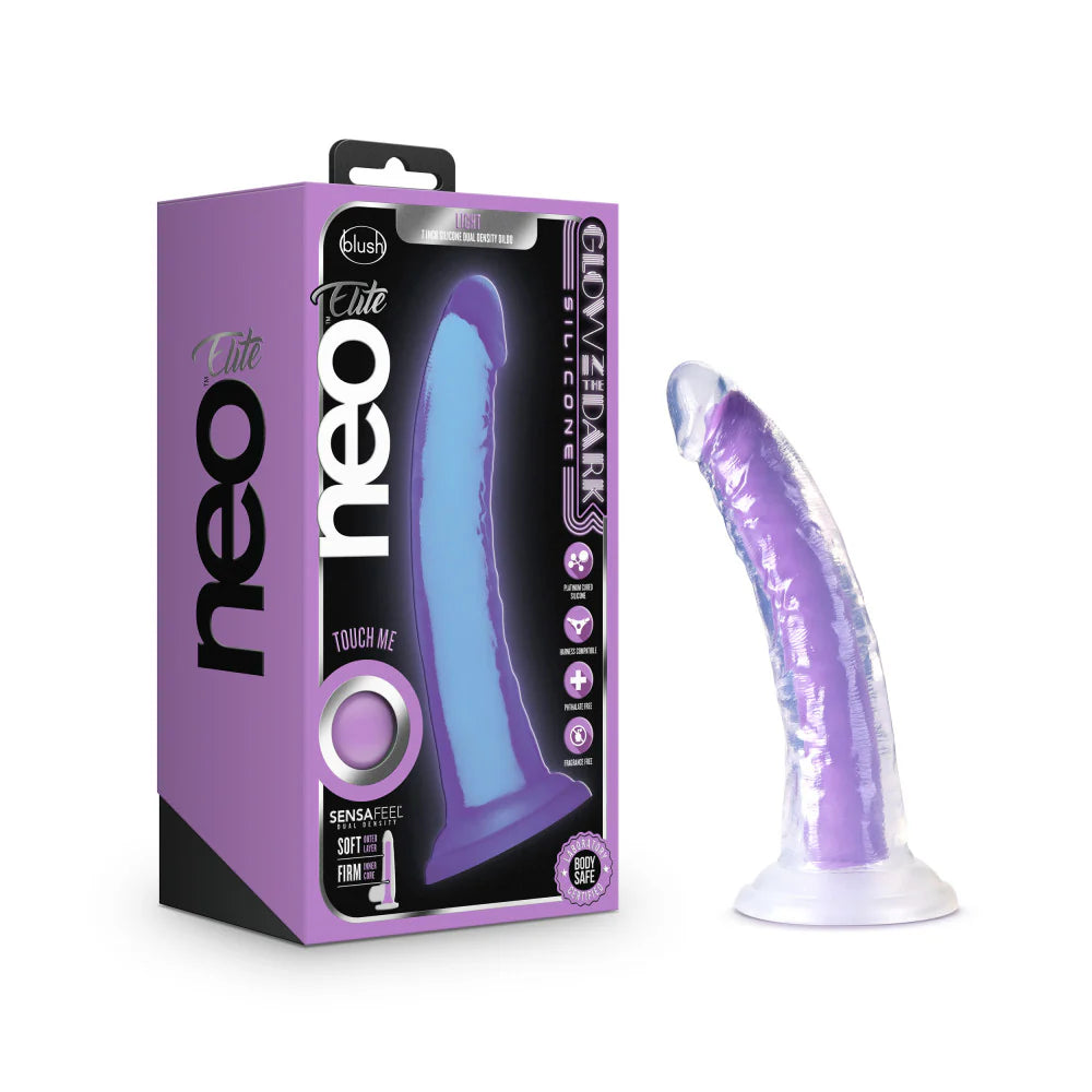 Blush Neo Elite Glow-in-the-Dark Light 7.5 Inch Silicone Dildo