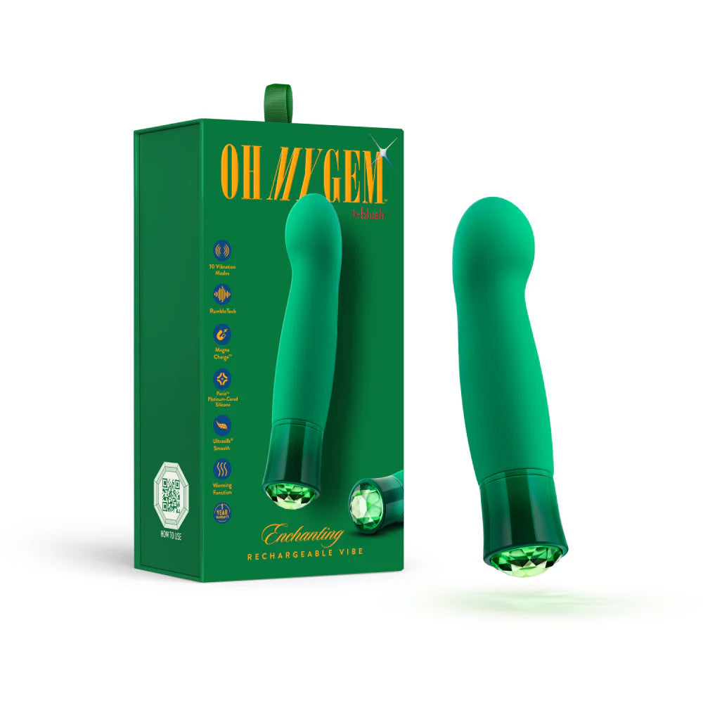 Blush Oh My Gem Enchanting Emerald Rechargeable Warming Silicone Curved G-Spot Vibrator