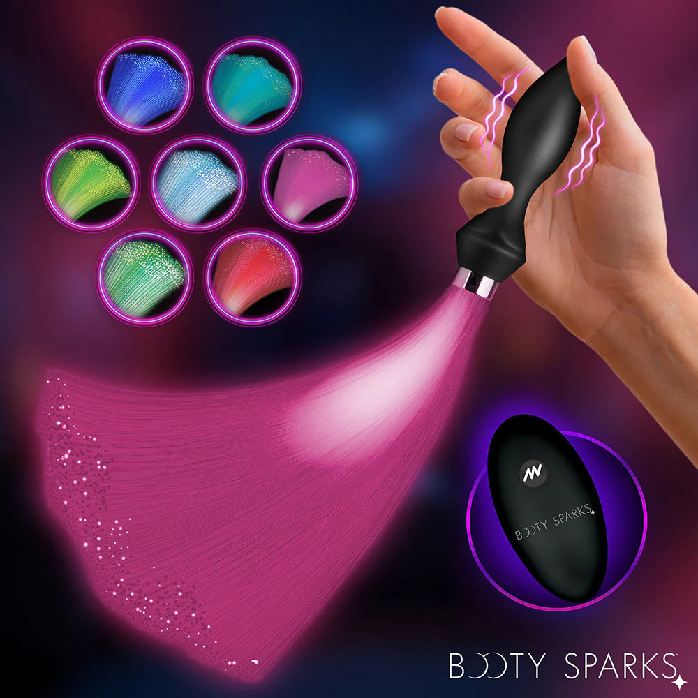 Booty Sparks Remote Control Vibrating Silicone Color Changing Optical Fiber Butt Plug
