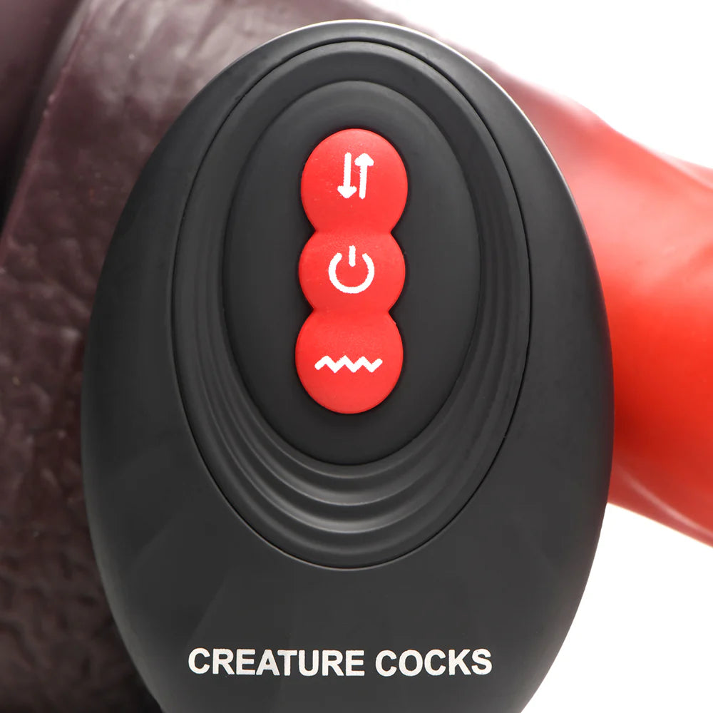 Creature Cocks Hell Hound Remote Control Thrusting And Vibrating Silicone Fantasy Shaped Harnessable Dildo With Suction Cup