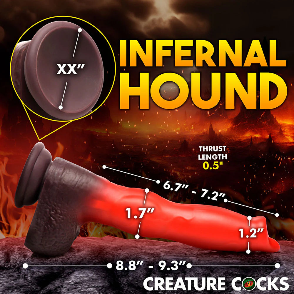 Creature Cocks Hell Hound Remote Control Thrusting And Vibrating Silicone Fantasy Shaped Harnessable Dildo With Suction Cup