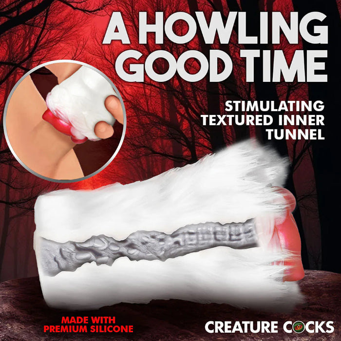 Creature Cocks Snow She-Wolf Squishy Silicone Wolf Fantasy Shaped Textured Creature Stroker With Removable Fur