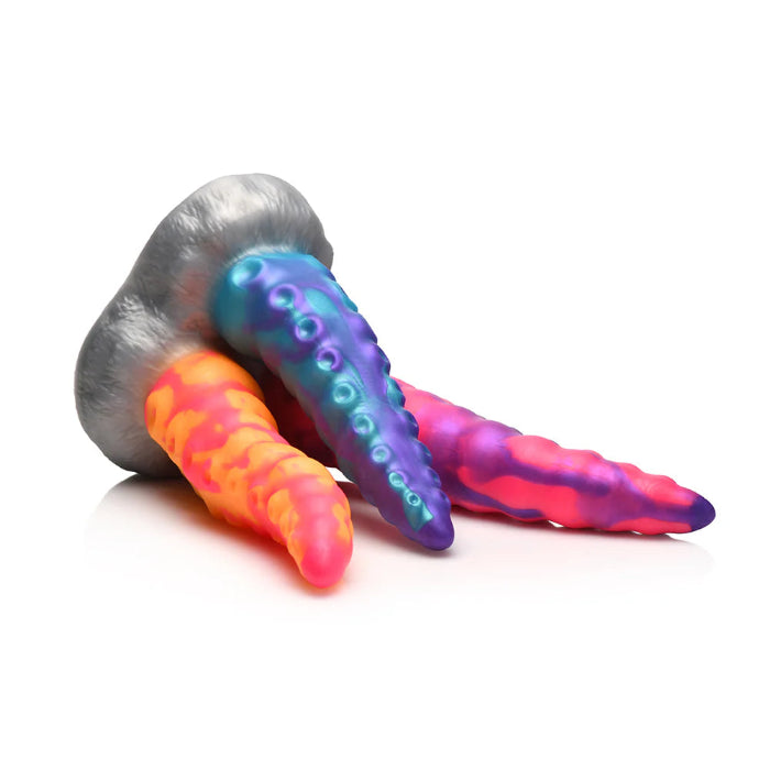 Creature Cocks Tentacle Trio Textured Fantasy Shaped Flexible Triple Silicone Dildo With Suction Cup