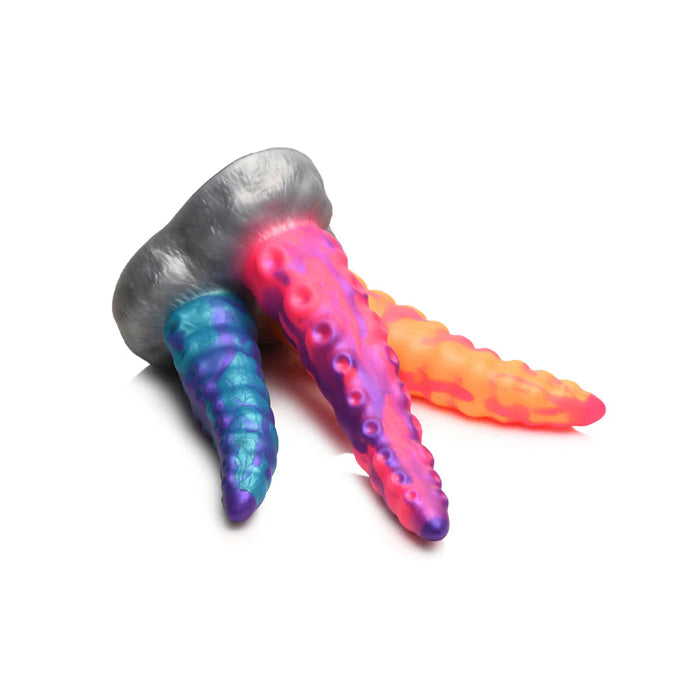 Creature Cocks Tentacle Trio Textured Fantasy Shaped Flexible Triple Silicone Dildo With Suction Cup