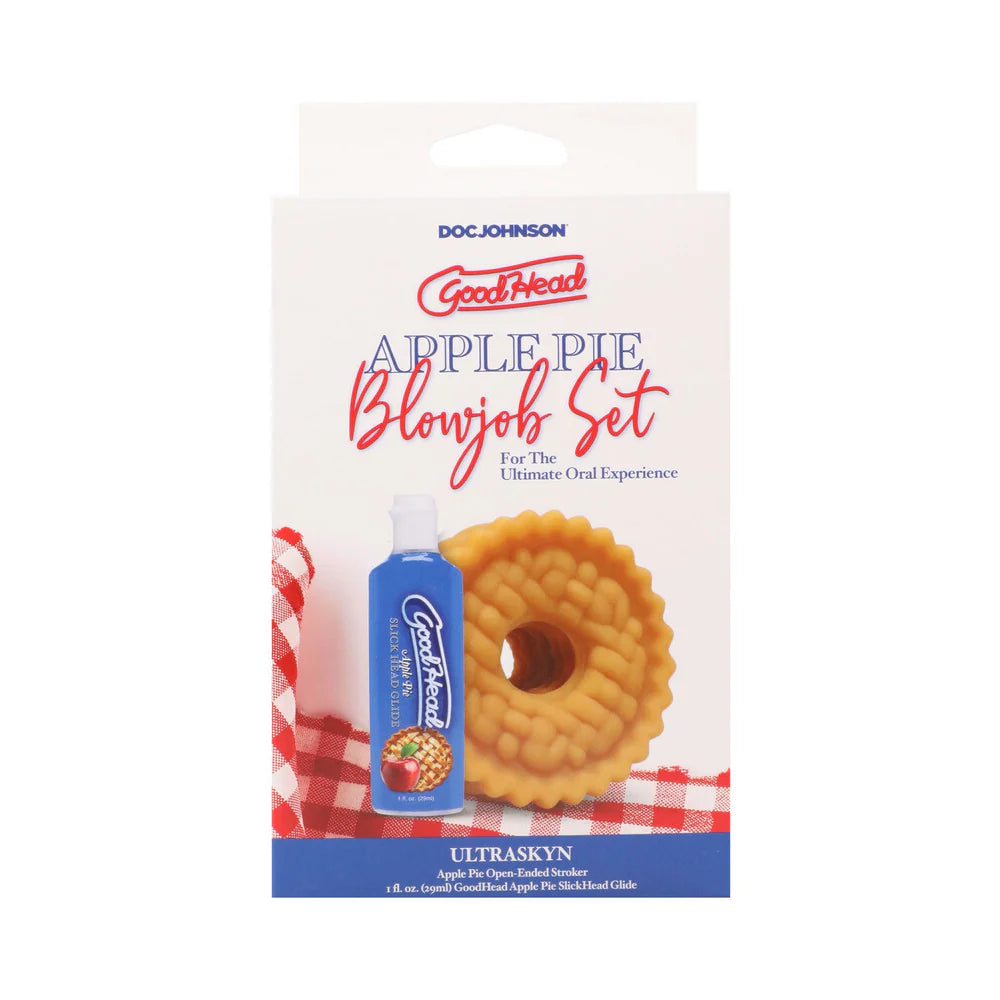 Doc Johnson GoodHead Apple Pie Blowjob Set With Open-Ended Stroker And Flavored Slick Head Glide