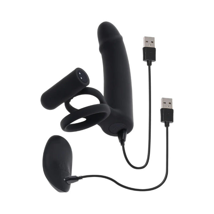 Gender X Full Swing Remote Controlled Double Penetrator Vibrating Ring And Silicone Anal Stimulator