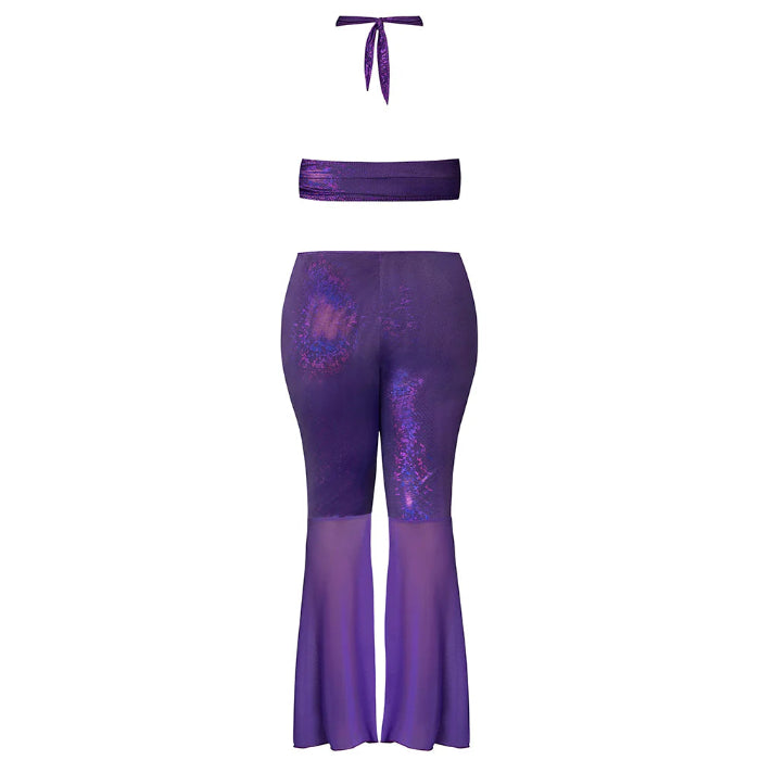 Magic Silk Disco Glimmer Wrap Halter & Flair Pant Set