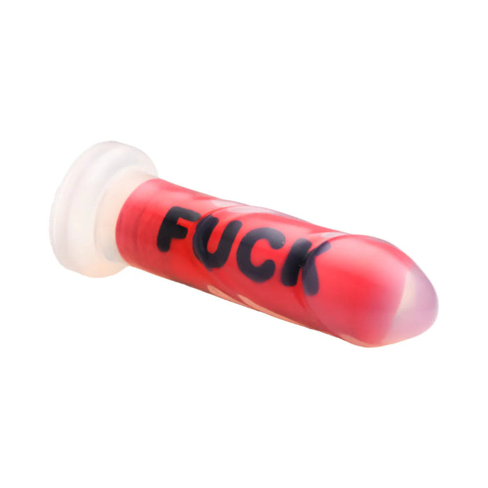 Master Series FUCK Print Silicone Girthy Harnessable Dildo With Suction Cup