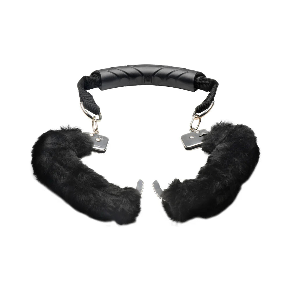 Master Series Furry Adjustable Quick Release Handcuffs with Handle