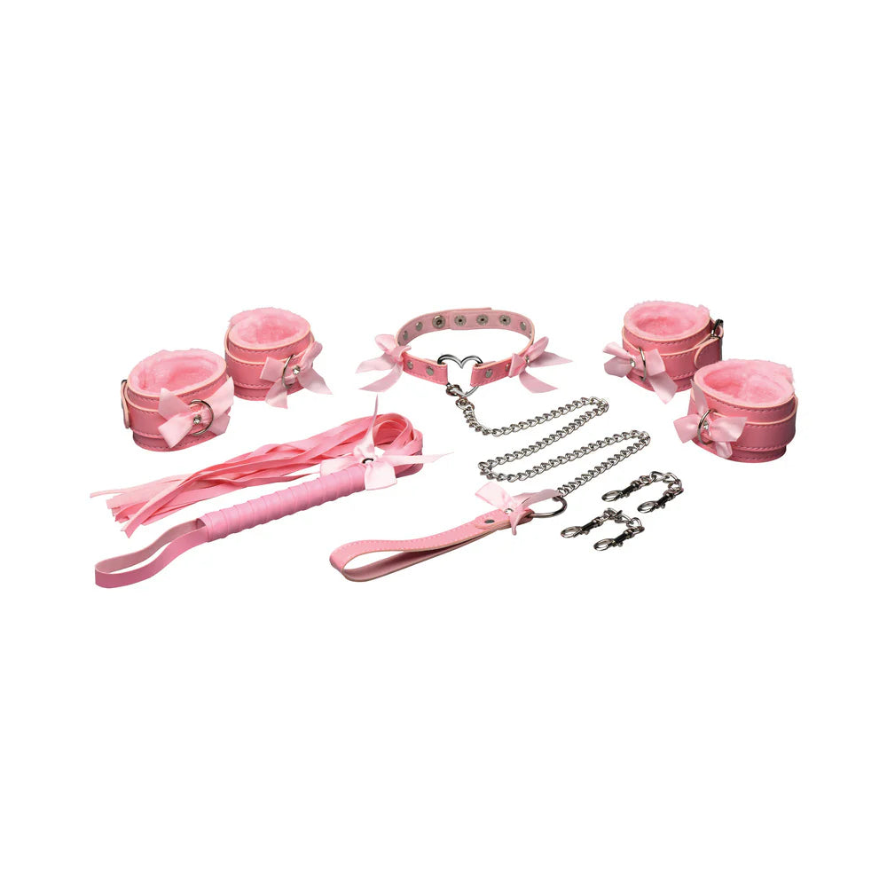 Master Series Kawaii Bondage Set With Cuffs Collar Leash And Flogger