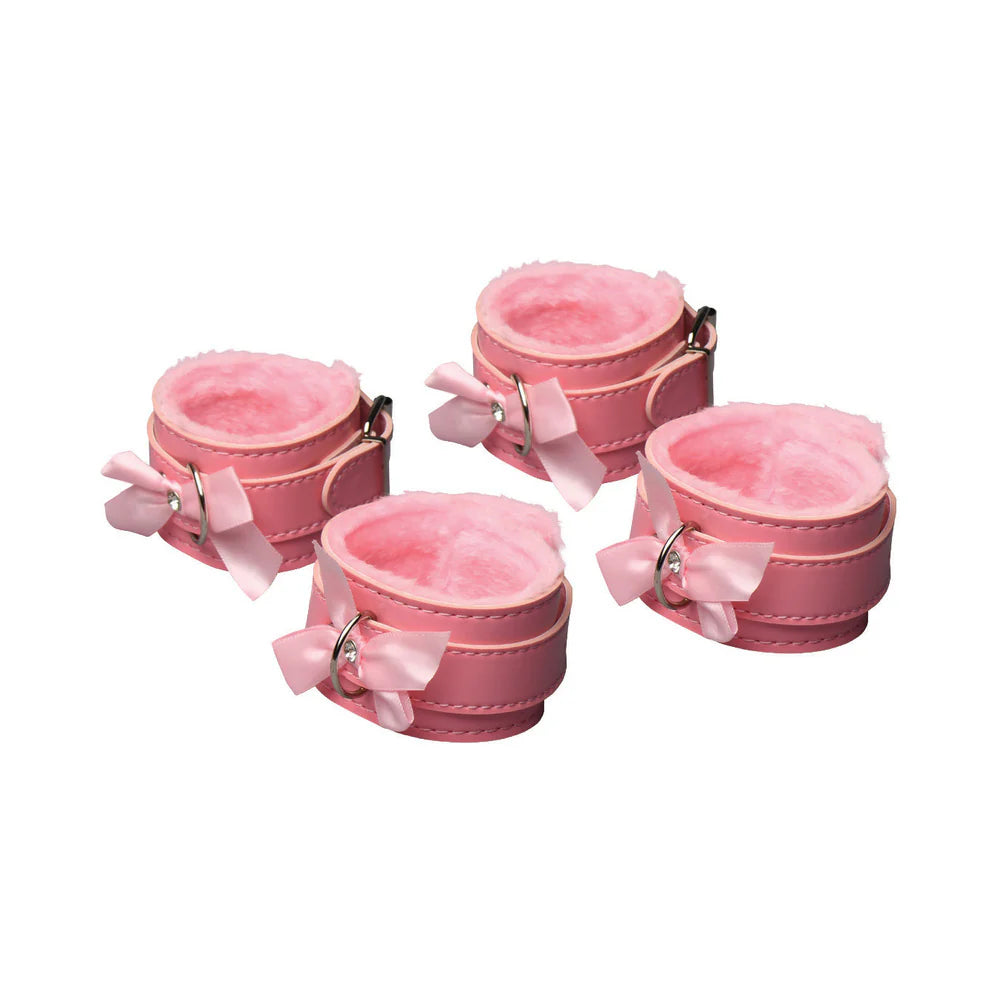 Master Series Kawaii Bondage Set With Cuffs Collar Leash And Flogger