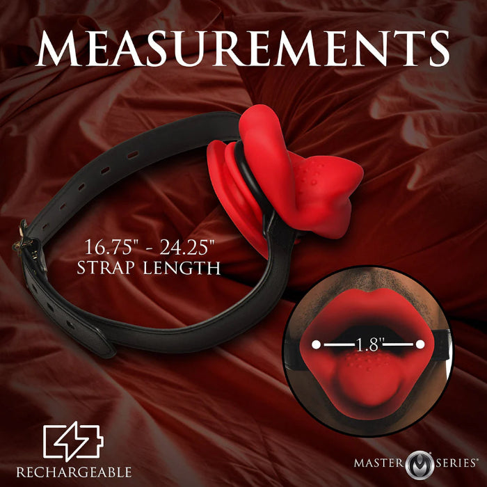 Master Series Vibrating Lips Mouth Gag Open Mouth Rechargeable Penetrable Gag