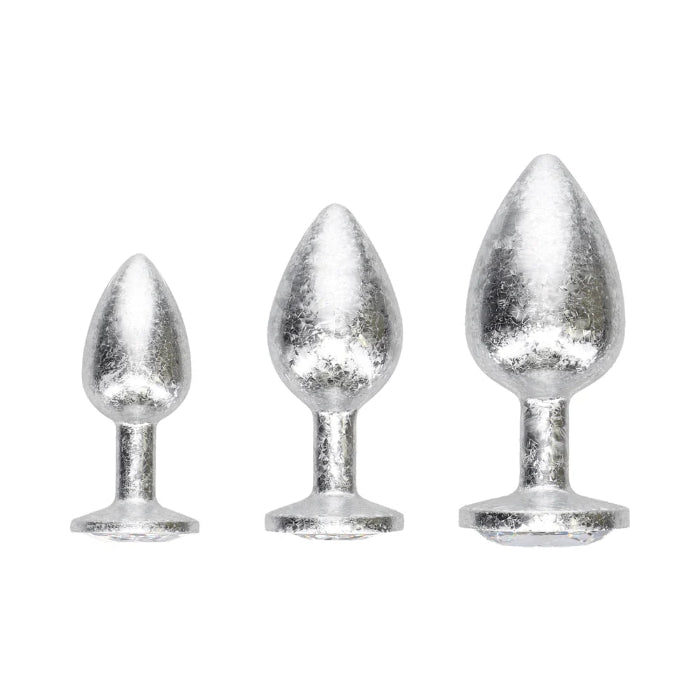 Ouch! International New York Collection Metal 3 Piece Weighted Anal Plug Set With Gem