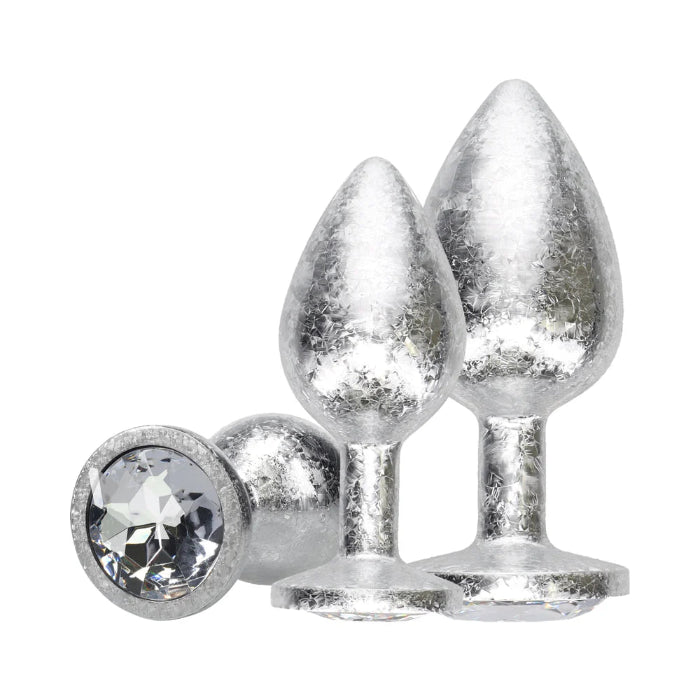 Ouch! International New York Collection Metal 3 Piece Weighted Anal Plug Set With Gem