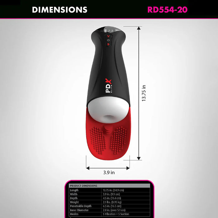 PDX Elite Fap-O-Matic Pro XL Rechargeable Ultra-Soft Automatic Sucking And Vibrating Masturbator