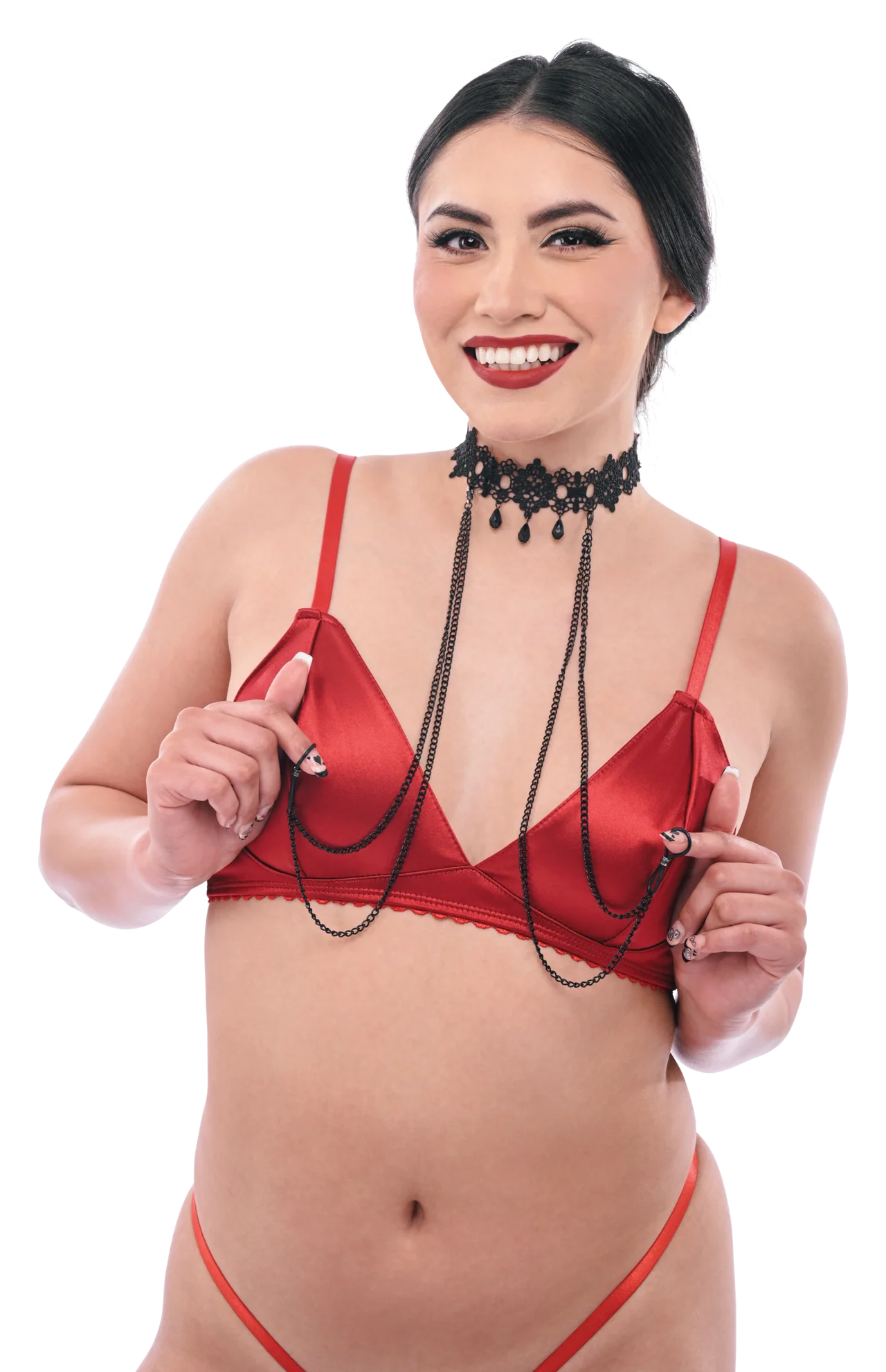 Sportsheets Sex & Mischief Lace Collar with Nipple Ties