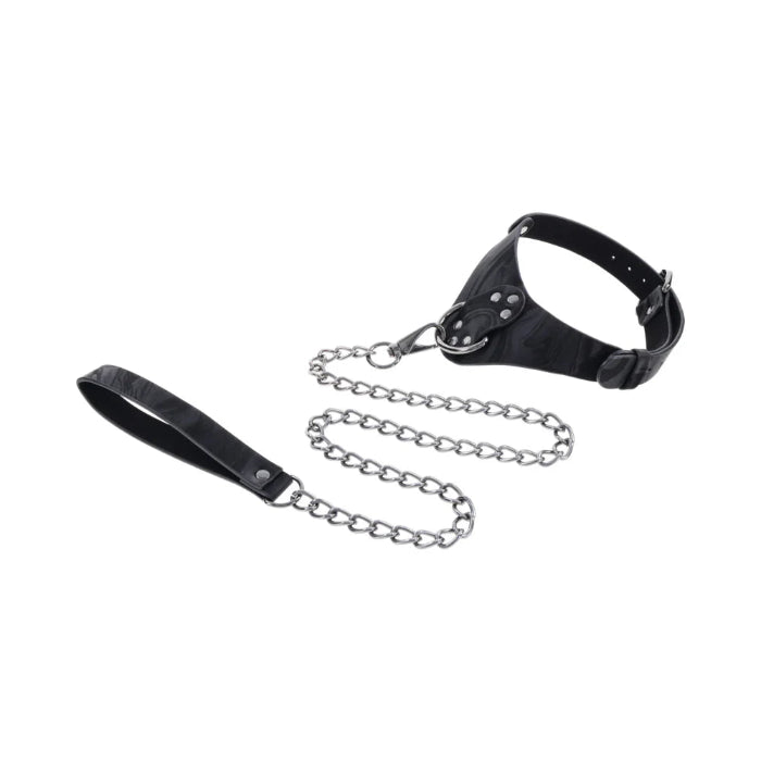 Sportsheets Velvet Noir Collar & Leash With Marbled Design