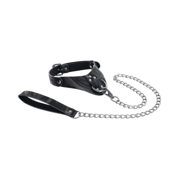 Sportsheets Velvet Noir Collar & Leash With Marbled Design