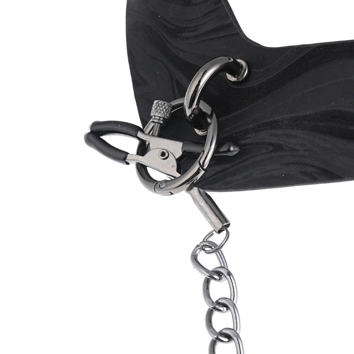 Sportsheets Velvet Noir Collar & Removable Adjustable Tension Broad Tip Nipple Clamps