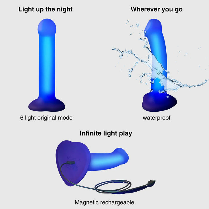 Strap-On-Me Glow-LED Rechargeable Light Up Flexible Soft Silicone Dildo