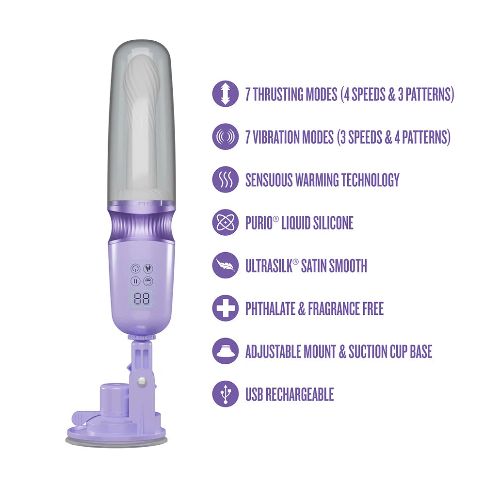 Temptasia Violet Vixen Rechargeable Warming Vibrating Thruster With Suction Cup