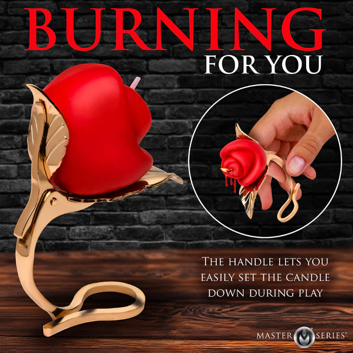 XR Brand Master Series Burning Passion Rose Candle with Holder Sensual Drip Candles For Wax Play
