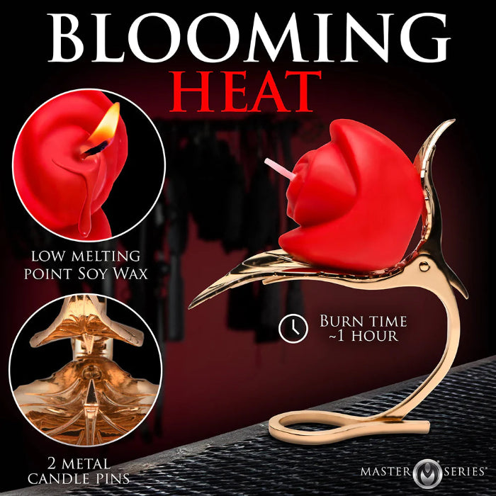 XR Brand Master Series Burning Passion Rose Candle with Holder Sensual Drip Candles For Wax Play