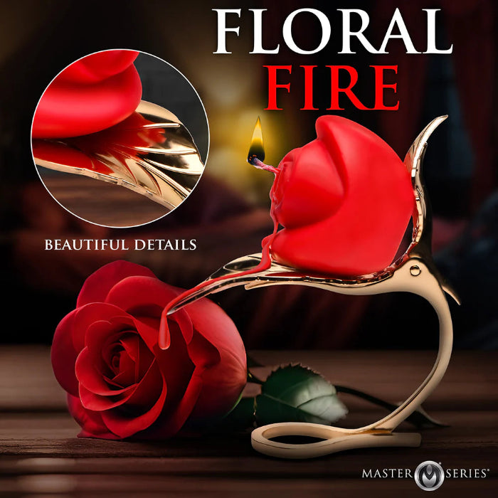 XR Brand Master Series Burning Passion Rose Candle with Holder Sensual Drip Candles For Wax Play