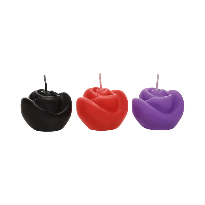 XR Brand Master Series Fire Garden 3-Piece Rose Candle Set Sensual Drip Candles For Wax Play