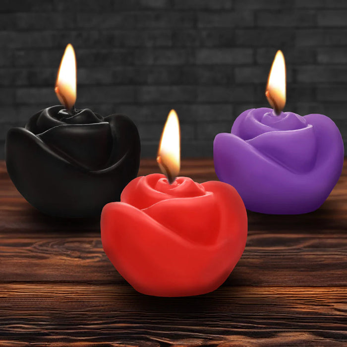 XR Brand Master Series Fire Garden 3-Piece Rose Candle Set Sensual Drip Candles For Wax Play