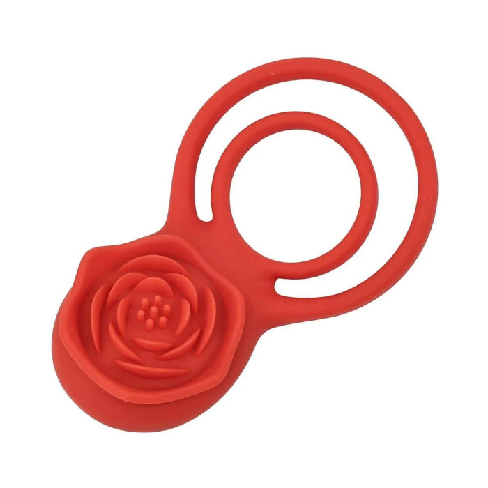 Adam & Eve Double Ring Rose Stimulator Rechargeable Silicone Remote Control Vibrating Cockring