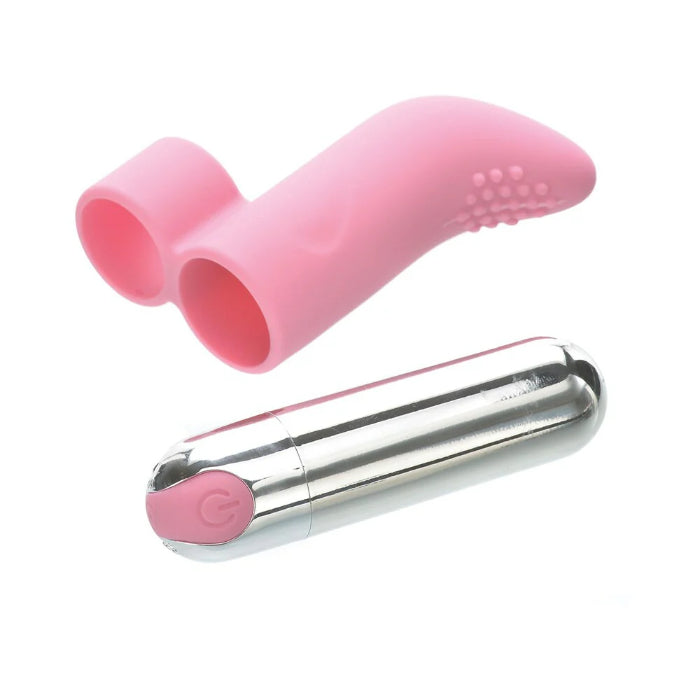 Adam & Eve Curved Tip Silicone Rechargeable Finger Vibe With Removable Bullet